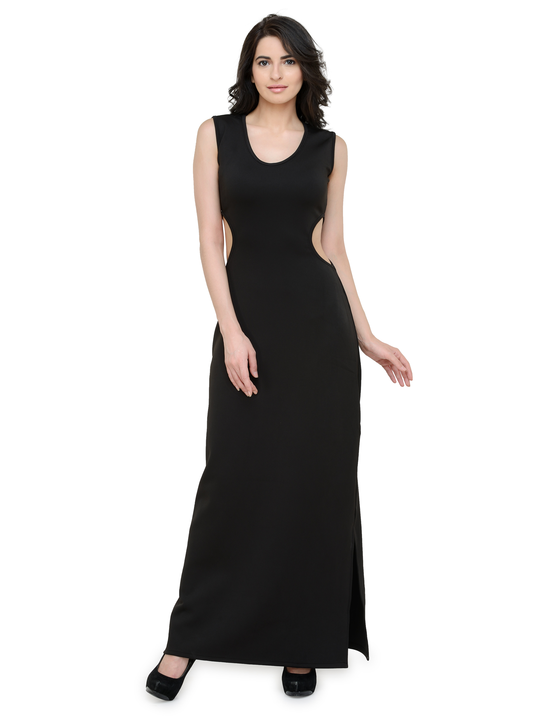 RAW LOVE BLACK CUT OUT JERSEY MAXI DRESS